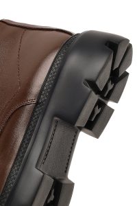 بوت چرمی مردانه قهوه‌ای بندی زیره ضخیم دری‌مد