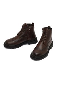 بوت چرمی مردانه قهوه‌ای زیپ‌دار دری‌مد