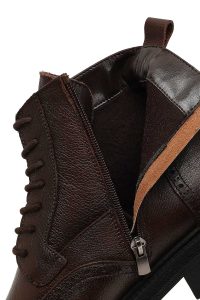 بوت چرمی مردانه قهوه‌ای زیپ‌دار دری‌مد