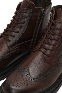 بوت چرمی مردانه قهوه‌ای زیپ‌دار دری‌مد