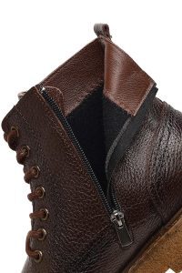 بوت چرمی مردانه قهوه‌ای زیپ‌دار زیره ضخیم دری‌مد