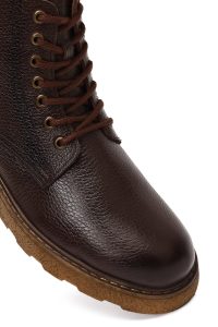 بوت چرمی مردانه قهوه‌ای زیپ‌دار زیره ضخیم دری‌مد