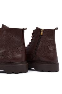 بوت چرمی مردانه قهوه‌ای زیپ‌دار زیره ضخیم دری‌مد