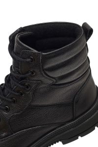 بوت چرمی مردانه مشکی بندی دری‌مد