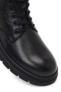 بوت چرمی مردانه مشکی بندی دری‌مد