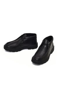 بوت چرمی مردانه مشکی بندی دری‌مد