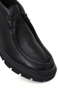 بوت چرمی مردانه مشکی بندی دری‌مد