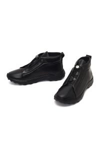 بوت چرمی مردانه مشکی بندی زیره ضخیم دری‌مد