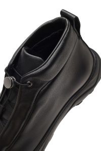 بوت چرمی مردانه مشکی بندی زیره ضخیم دری‌مد