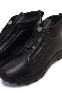 بوت چرمی مردانه مشکی بندی زیره ضخیم دری‌مد