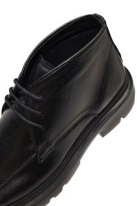 بوت چرمی مردانه مشکی بندی زیره ضخیم دری‌مد