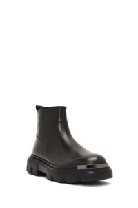 بوت چرمی مردانه مشکی زیپ‌دار زیره ضخیم دری‌مد