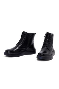 بوت چرمی مردانه مشکی زیپ‌دار زیره ضخیم دری‌مد