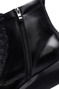 بوت چرمی مردانه مشکی زیپ‌دار زیره ضخیم دری‌مد