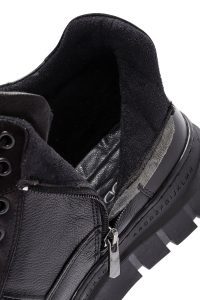 بوت چرمی مشکی بند دار مردانه دری مد