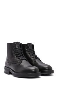 بوت چرمی مشکی بنددار مردانه  زیپ دار دری مد