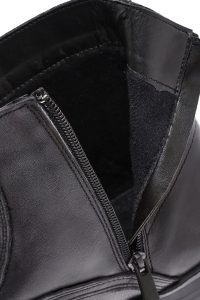 بوت چرمی مشکی بنددار مردانه  زیپ دار دری مد