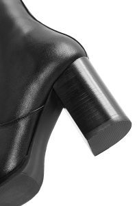 بوت چرمی مشکی زنانه پاشنه ضخیم زیپ دار دری مد