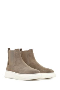 بوت چلسی جیر مردانه بژ زیره ضخیم دری‌مد