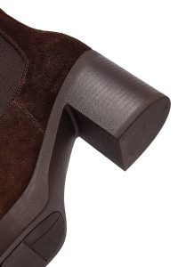 بوت چلسی زنانه جیر قهوه‌ای پاشنه‌بلند دری مد