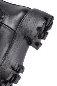 بوت چلسی زنانه چرمی مشکی زیره‌ضخیم دری مد