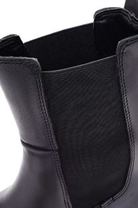 بوت چلسی زنانه چرمی مشکی زیره‌ضخیم دری مد