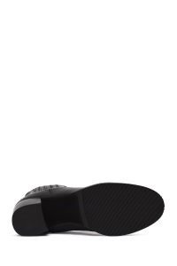 بوت چلسی زنانه چرمی مشکی پاشنه ضخیم دری مد