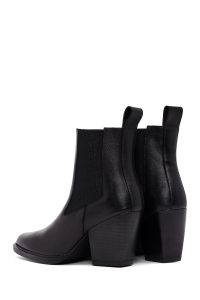 بوت چلسی زنانه چرمی مشکی پاشنه ضخیم دری مد