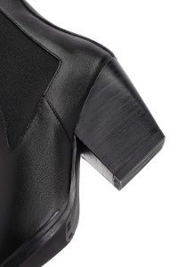 بوت چلسی زنانه چرمی مشکی پاشنه ضخیم دری مد