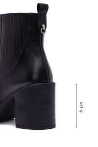 بوت چلسی چرمی زنانه مشکی پاشنه ضخیم دری‌مد