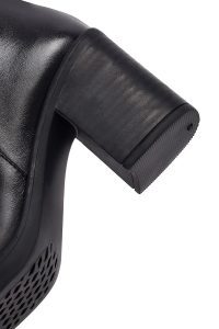 بوت چلسی چرمی زنانه مشکی پاشنه ضخیم دری‌مد