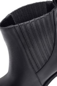 بوت چلسی چرمی زنانه مشکی پاشنه ضخیم دری‌مد