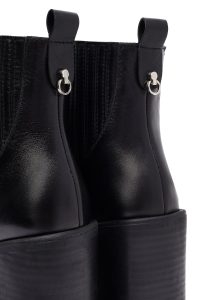 بوت چلسی چرمی زنانه مشکی پاشنه ضخیم دری‌مد