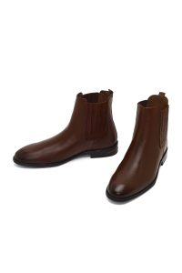 بوت چلسی چرمی مردانه قهوه‌ای دری‌مد
