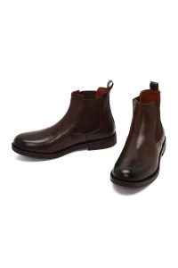 بوت چلسی چرمی مردانه قهوه‌ای دری‌مد
