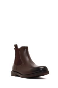 بوت چلسی چرمی مردانه قهوه‌ای دری‌مد