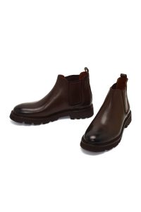 بوت چلسی چرمی مردانه قهوه‌ای دری‌مد