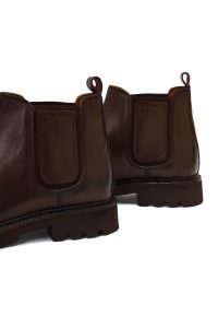 بوت چلسی چرمی مردانه قهوه‌ای دری‌مد