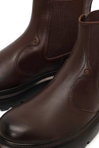 بوت چلسی چرمی مردانه قهوه‌ای دری‌مد