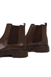 بوت چلسی چرمی مردانه قهوه‌ای دری‌مد