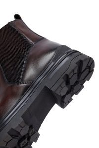 بوت چلسی چرمی مردانه قهوه‌ای دری‌مد