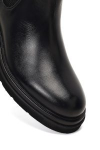 بوت چلسی چرمی مردانه مشکی بندی دری‌مد