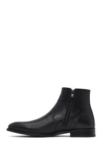 بوت کلاسیک چرمی مردانه مشکی زیپ‌دار با سگک دری‌مد