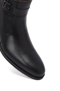 بوت کلاسیک چرمی مردانه مشکی زیپ‌دار با سگک دری‌مد