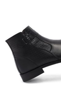 بوت کلاسیک چرمی مردانه مشکی زیپ‌دار با سگک دری‌مد