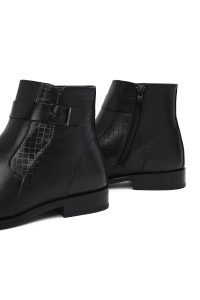 بوت کلاسیک چرمی مردانه مشکی زیپ‌دار با سگک دری‌مد