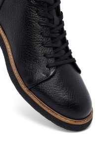 بوت کژوال مردانه چرمی مشکی بندی دری مد