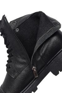 بوت کژوال مردانه چرمی مشکی زیپ‌دار دری مد