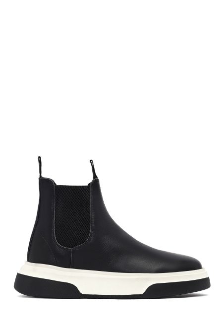 بوت کژوال مردانه چرمی مشکی ضخیم چلسی دری مد