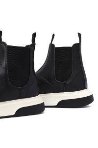 بوت کژوال مردانه چرمی مشکی ضخیم چلسی دری مد